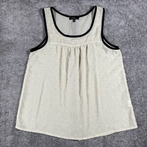 Monteau Blouse Womens Small Ivory Sleeveless Sheer Polka Dot Sheer Festival Boho